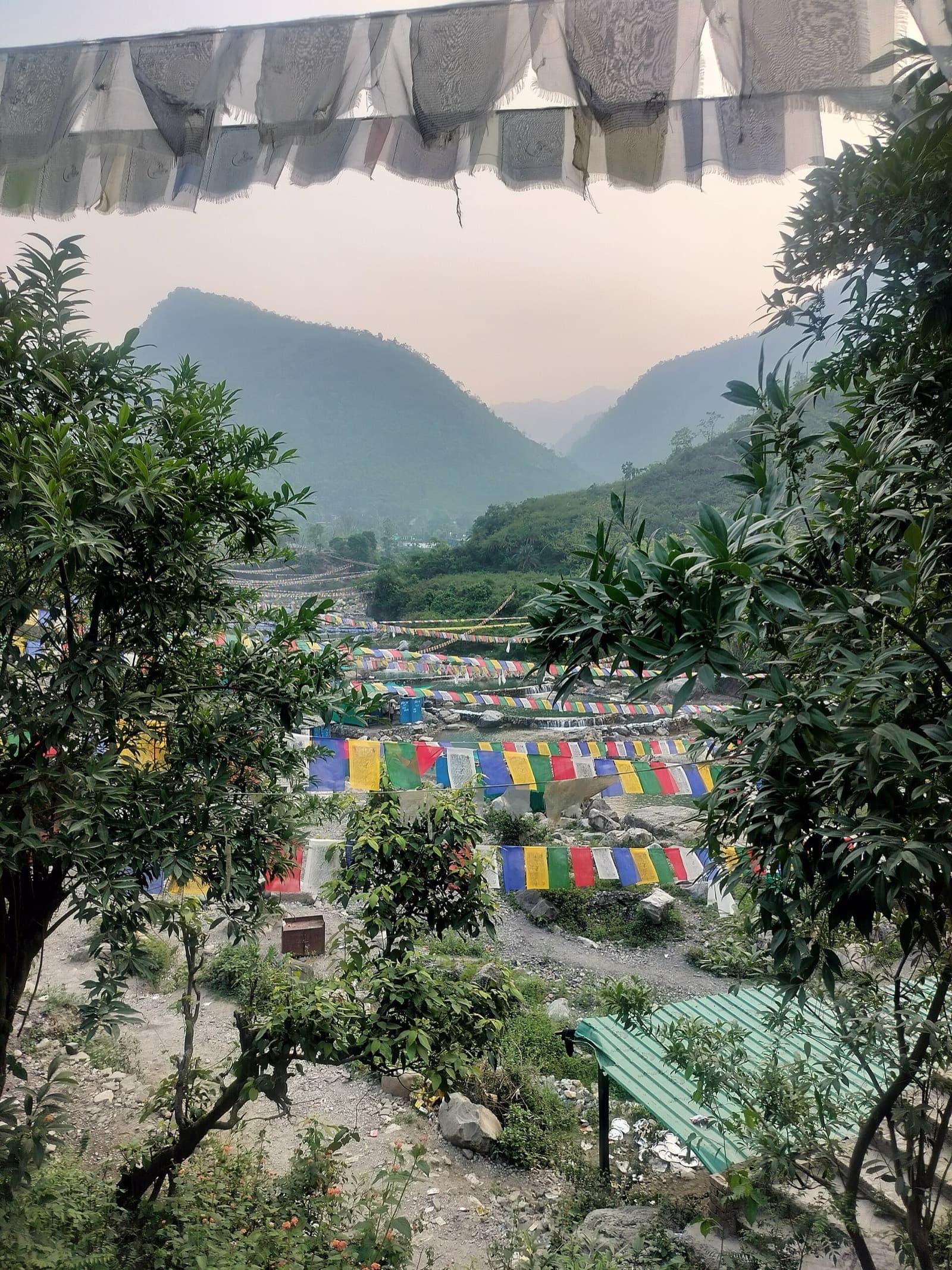 Water cascading over the terraces at Sahastradhara near Dehradun