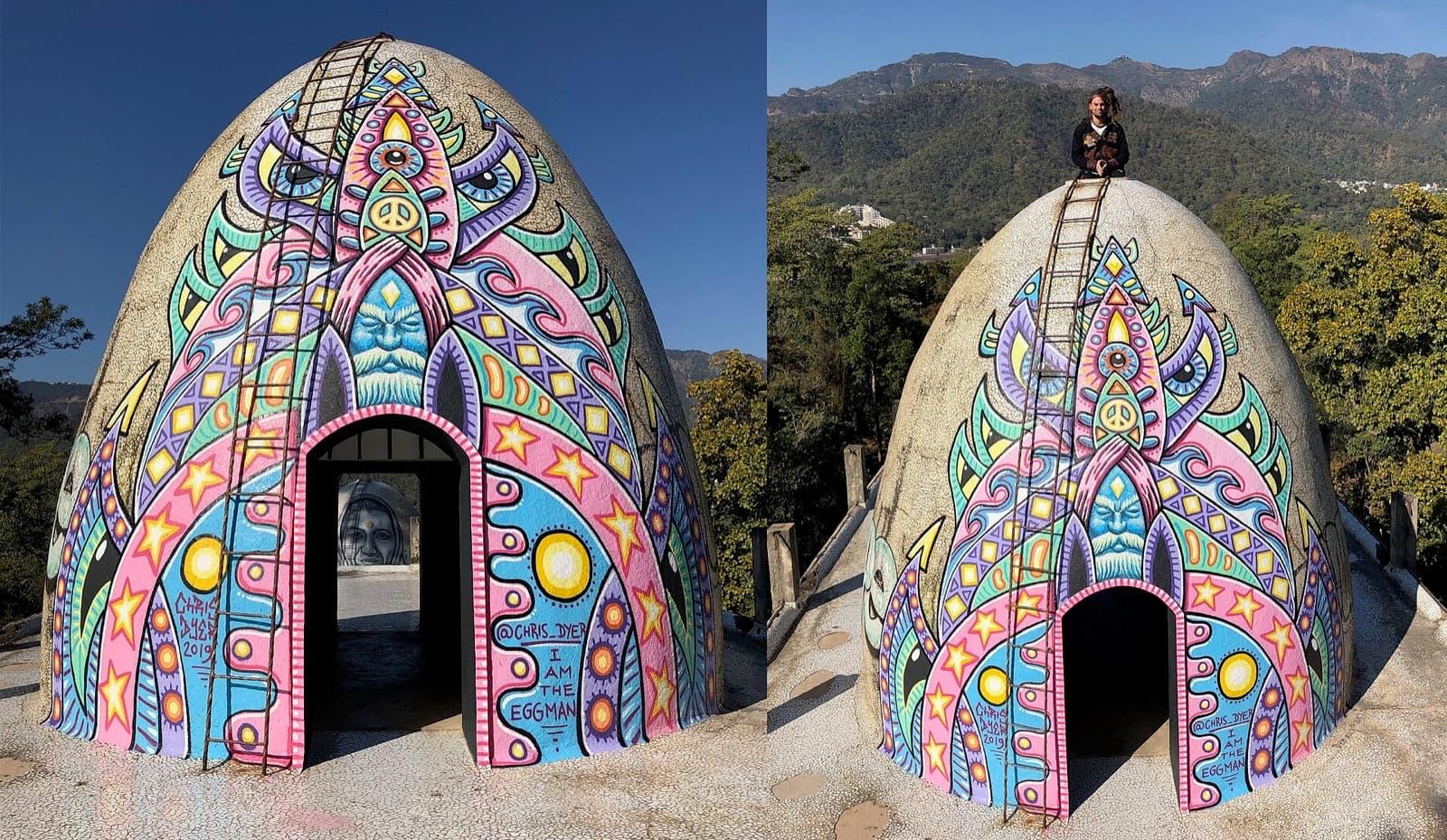 Graffiti art inside the abandoned Beatles Ashram in Rishikesh