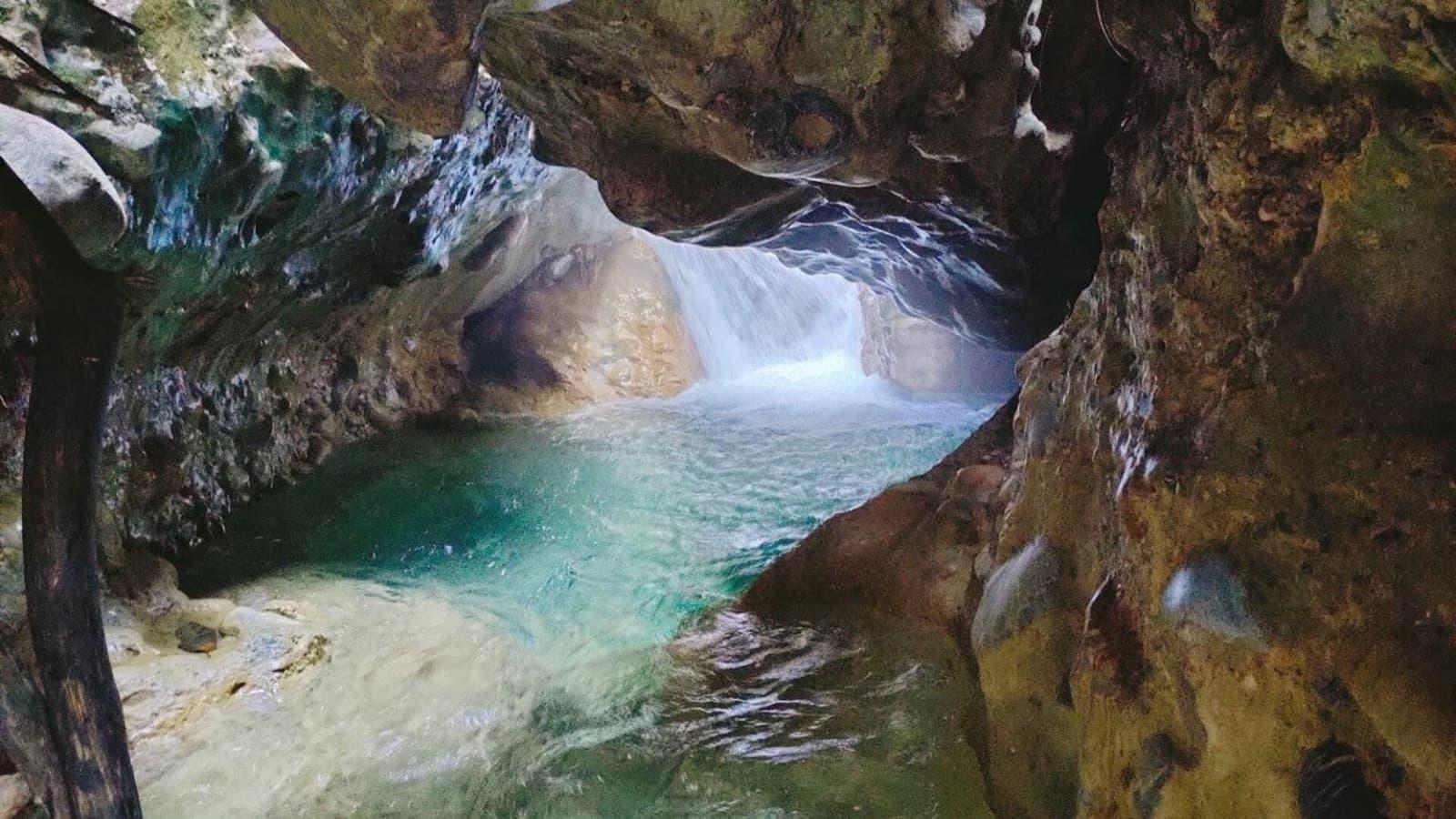 The stream running through Robber's Cave gorge in Dehradun
