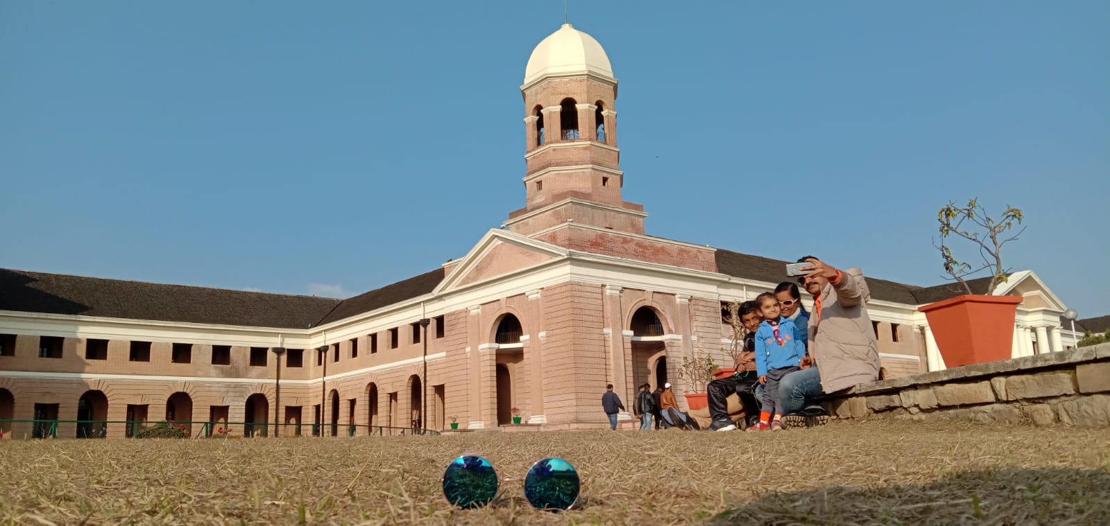 The grand colonial facade of the Forest Research Institute, Dehradun